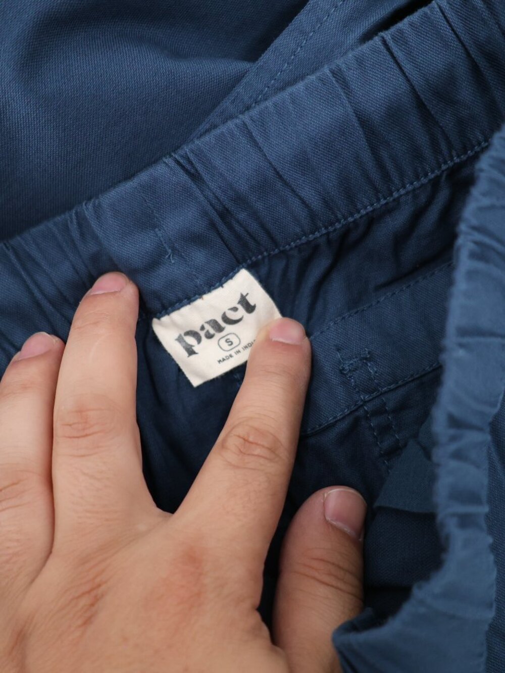 PACT Pants Mens Small L33 Organic Cotton Stretch Elastic Waist Drawstring Blue - Picture 5 of 12